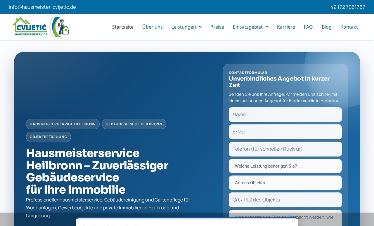 Startseite der Website Hausmeisterservice Cvijetić