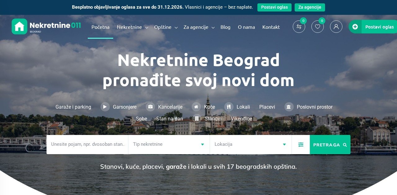 Startseite des Immobilienportals Nekretnine011